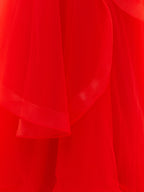 Elisa | Vestido de fiesta de organza rosa claro, corte A, sin tirantes