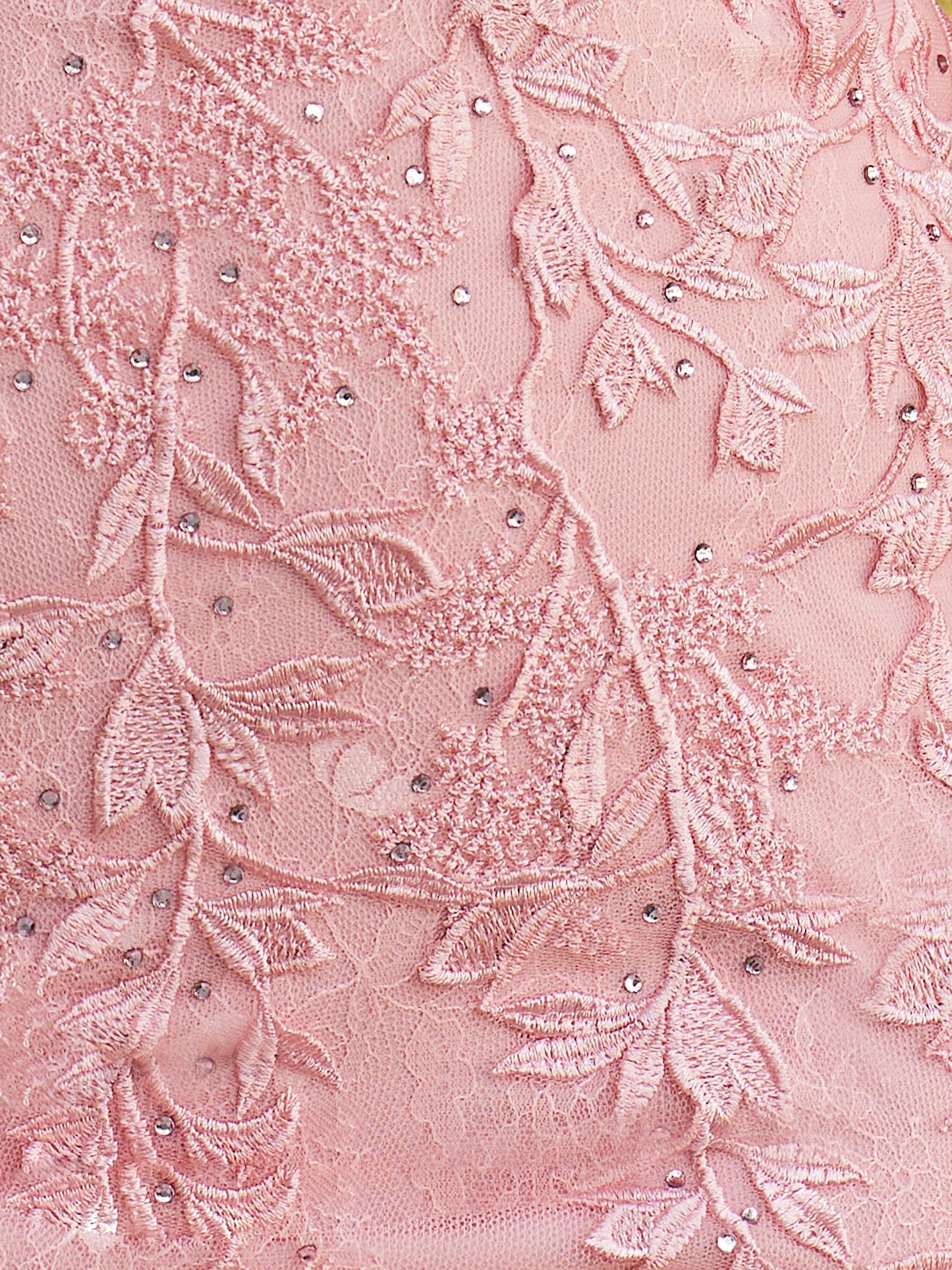 Ethel | Trägerloses Etuikleid aus Spitze mit Applikationen