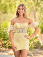 Ethel | Vestido de fiesta de encaje sin tirantes y apliques
