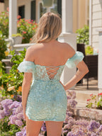 Ethel | Vestido de fiesta de encaje sin tirantes y apliques