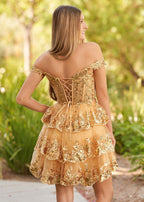 Everly | Vestido corto de fiesta con escote en forma de A y capas