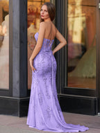 Evie | Vestido de fiesta largo de encaje con escote corazón y apliques de sirena
