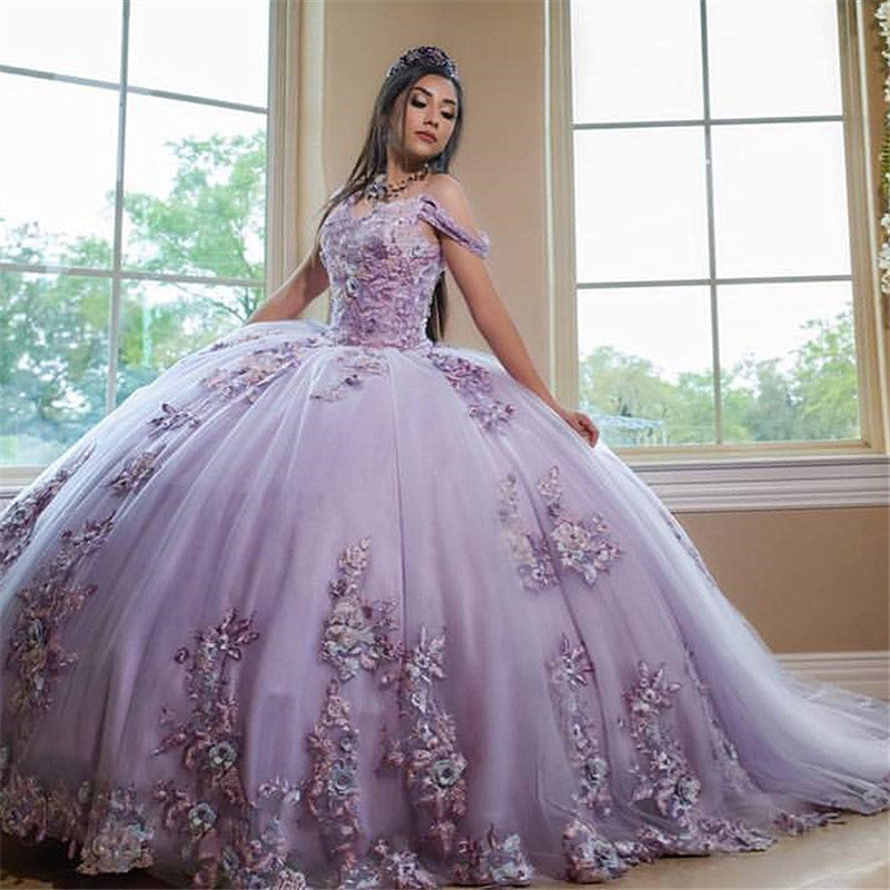 Ausgezeichnetes langes Ballkleid mit schulterfreiem Tüll-Quinceanera-Kleid