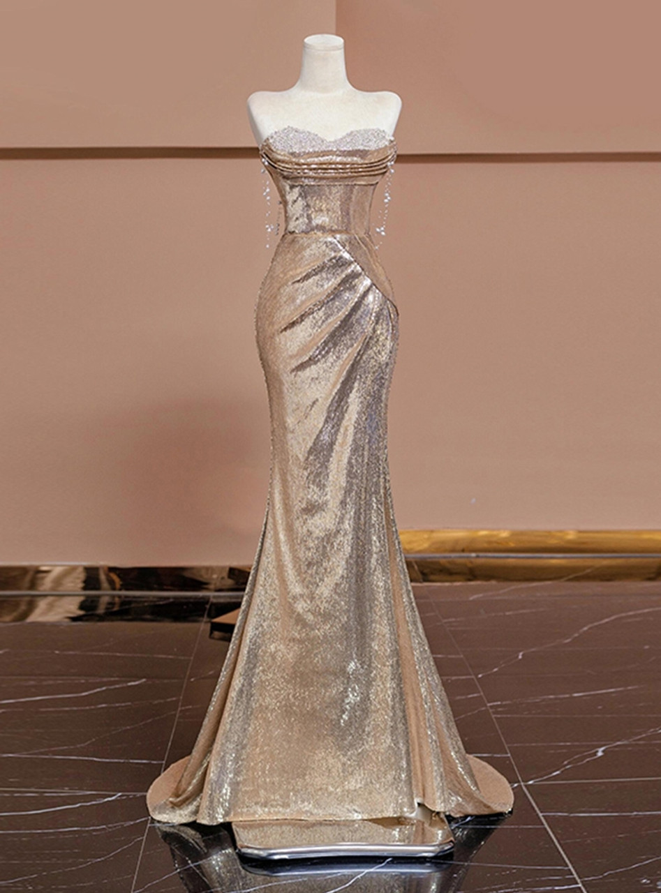 Glitzerndes Meerjungfrau-Pailletten-Abendkleid mit herzförmigem Ausschnitt Y7612
