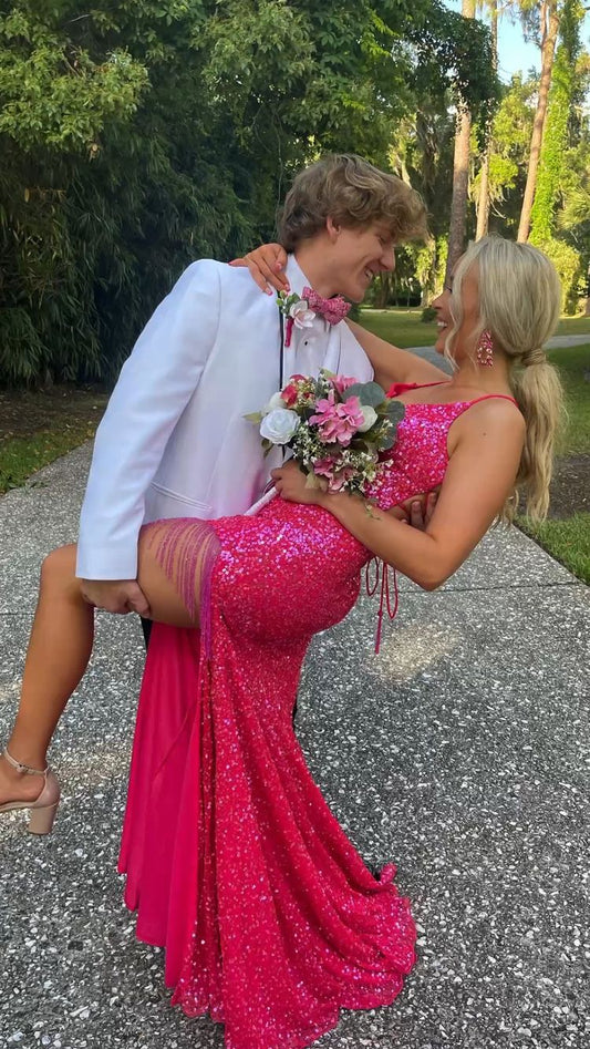 Spaghettiträger Langes Ballkleid Mit Schnürung Hinten Pailletten Abendkleid Y35