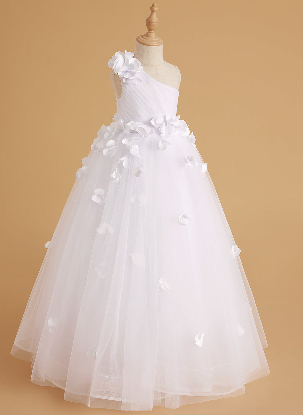 Duchesse-Linie/Princess-Linie Tüll Bodenlang Blumenmädchenkleid 