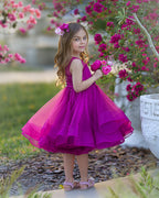 Vestido de fiesta/princesa de tul hasta la rodilla para niña de las flores