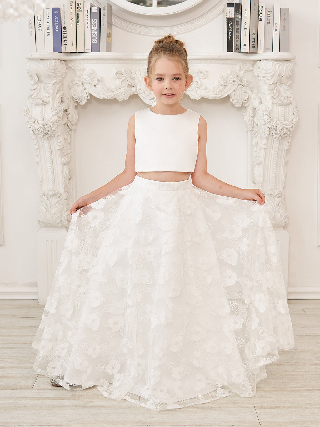A-Linie Spitze Satin Bodenlang Elfenbein Kleid (010146741) 