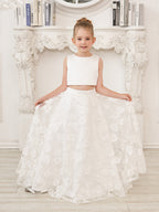 A-Linie Spitze Satin Bodenlang Elfenbein Kleid (010146741) 