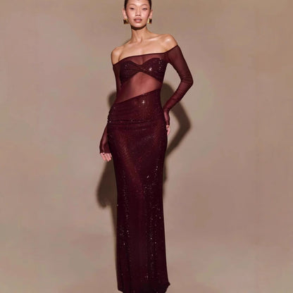 Chic One-Shoulder Rhinestone Fitted Prom Dress