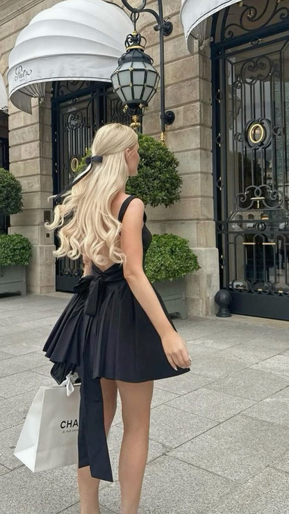 Sexy Träger Schwarz A-Linie Kurzes Homecoming-Kleid Geburtstags-Outfit Y7621