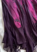 Vestido de fiesta vintage de sirena de gasa con cuentas moradas y cuello halter, vestido de noche largo Y7503