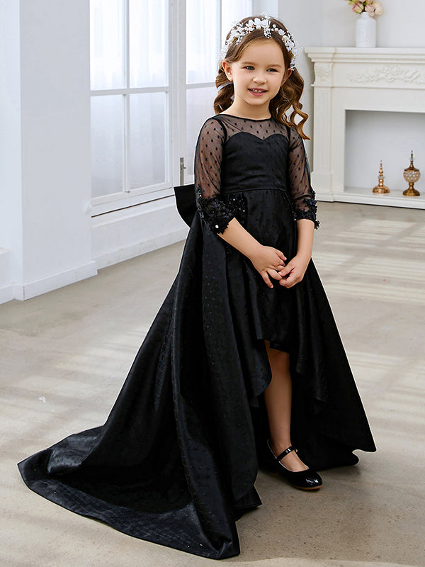 Duchesse-Linie/Princess-Linie Satin Sweep/Pinsel zug Schwarzes Kleid 