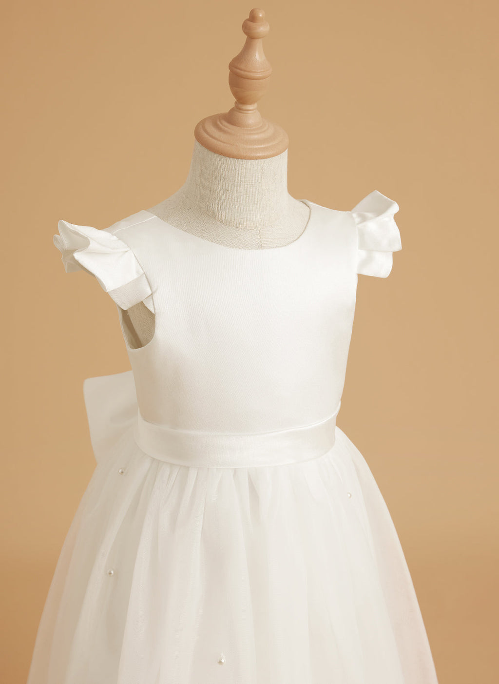 A-Linie Satin Tüll Knielanges Altrosa Kleid (2003227179) 
