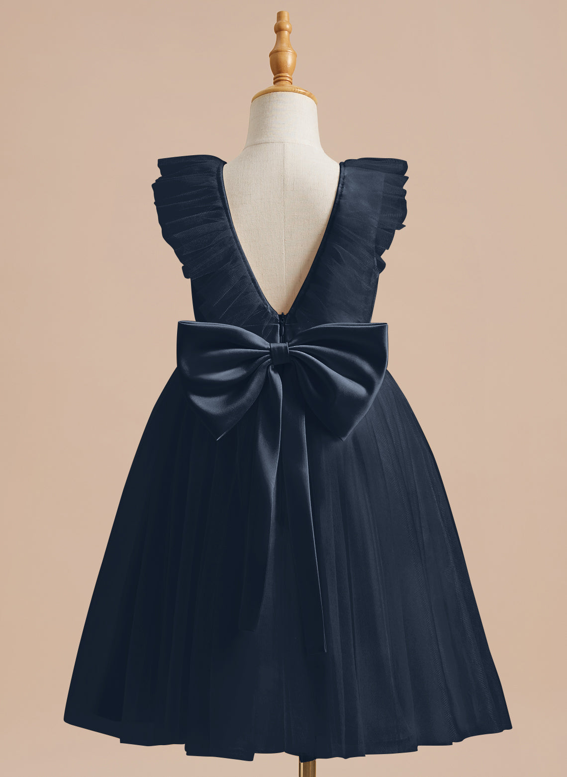 Knielanges A-Linien-Blumenmädchenkleid aus Satintüll 