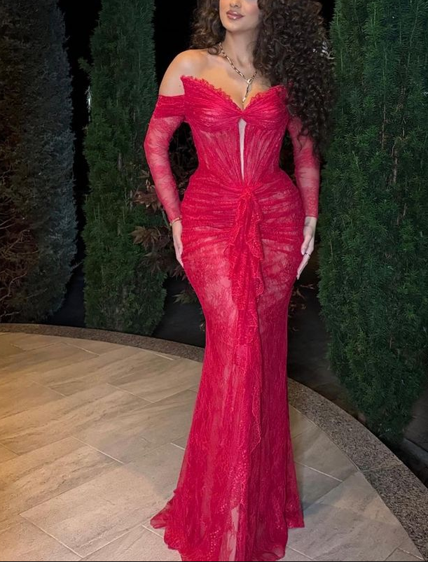 Wunderschönes rotes Abendkleid mit plissierter Spitze, elegantes Ballkleid Y7694