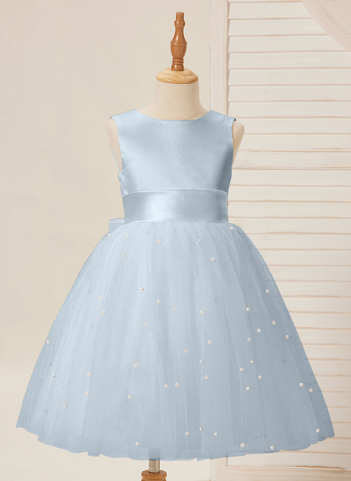 Duchesse-Linie/Princess-Linie Satin Tüll Knielang Blumenmädchenkleid 