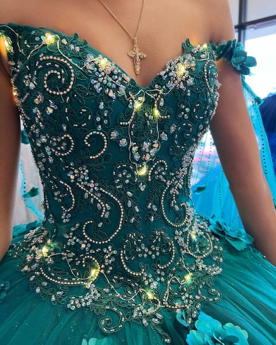 Floral weg von der schulter smaragdgrün quinceanera kleid neue ankunft süße 16 kleid ballkleid Y1226