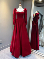 Wunderschönes A-Linien-Ballkleid aus rotem Samt mit Herzausschnitt, Partykleid, Geburtstagsballkleid, Y7588