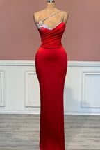 Fabelhaftes langes rotes Meerjungfrau-Ballkleid mit einem Schulterträger