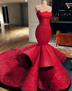 Fabuloso vestido de fiesta largo sin mangas y sin tirantes de sirena