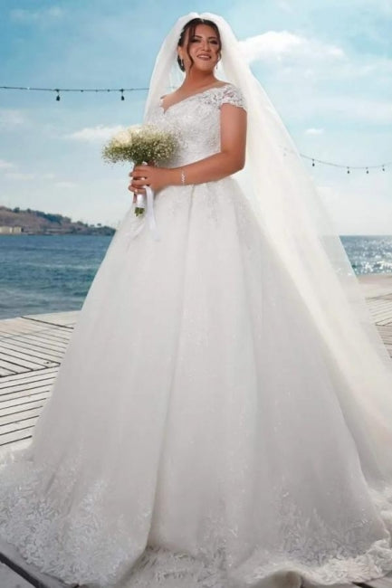 Modische A-Linie Off-Shoulder Brautkleider mit Spitze
