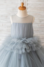 Vestido de fiesta/princesa de tul hasta la rodilla para niña de las flores