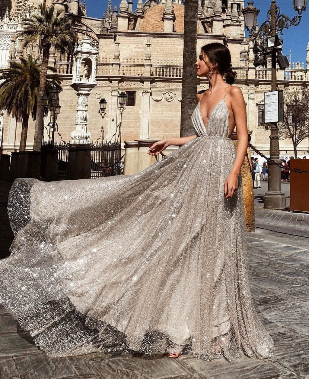 V-Neck Sling Long Dress Prom Dress