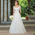 Lace Half Sleeves Wedding Dress For Bridal Illusion Appliques Buttons Back robe de mariée grande taille Custom Made-payinti