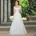 Lace Half Sleeves Wedding Dress For Bridal Illusion Appliques Buttons Back robe de mariée grande taille Custom Made-payinti