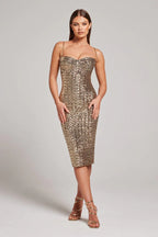 V-Neck Sleeveless Midi Prom Dress