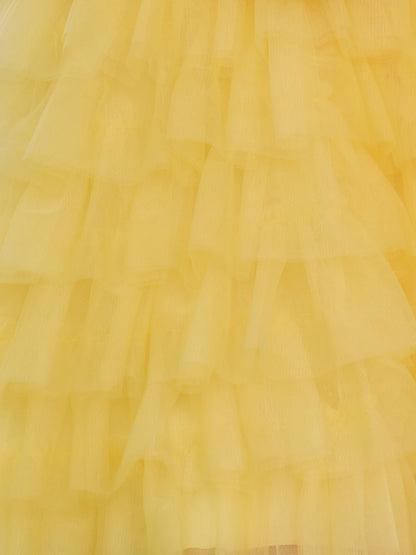 Feben | Strapless Tiered Ruffle Tulle Short Homecoming Dress With Flowers