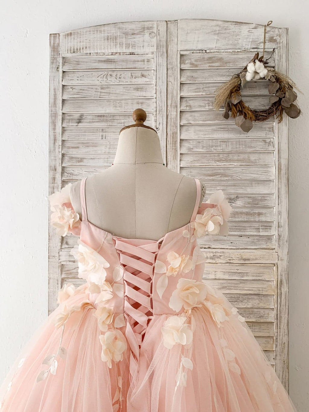 A-Linie Satin Tüll Bodenlanges Blumenmädchenkleid