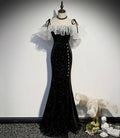Schwarzes Samt langes Ballkleid Meerjungfrau Abendkleid S57