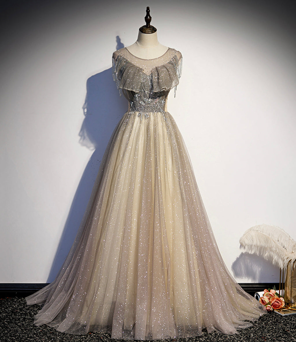 Stilvolles langes Ballkleid aus Tüll in A-Linie, Abendkleid s108