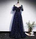 Blaues langes Ballkleid aus Tüll, blaues Abendkleid S106
