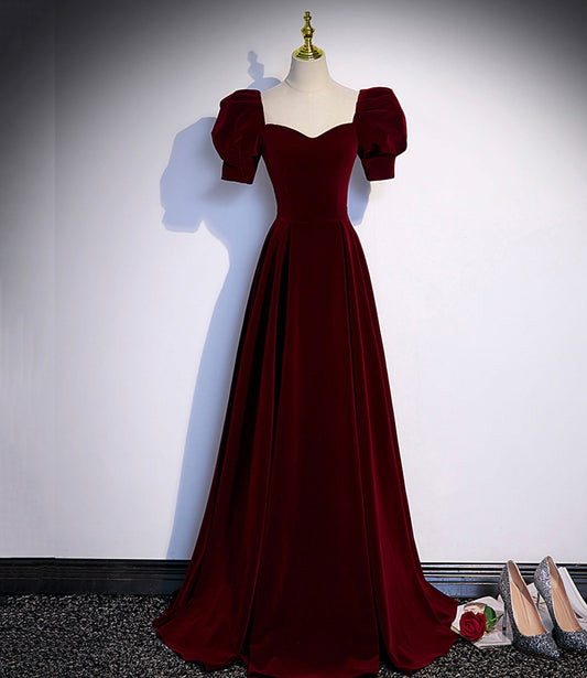 Burgunder Samt langes Ballkleid Abendkleid S88