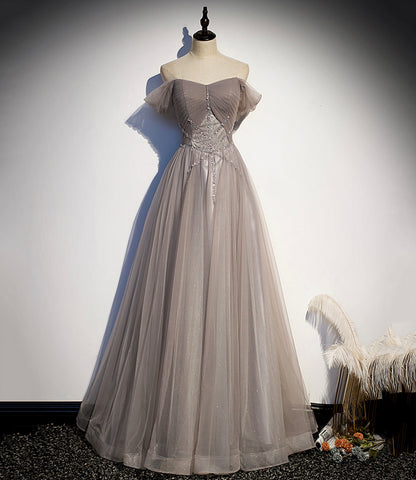 Elegantes langes Ballkleid aus Tüllspitze in A-Linie, Abendkleid s67