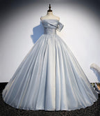 Vestido formal largo de tul gris con encaje s91