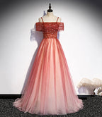 Burgunder Tüll langes A-Linien-Ballkleid Abendkleid S75