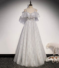 Stilvolles Tüll Pailletten langes A-Linie Ballkleid Abendkleid s71