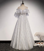 Stilvolles Tüll Pailletten langes A-Linie Ballkleid Abendkleid s71