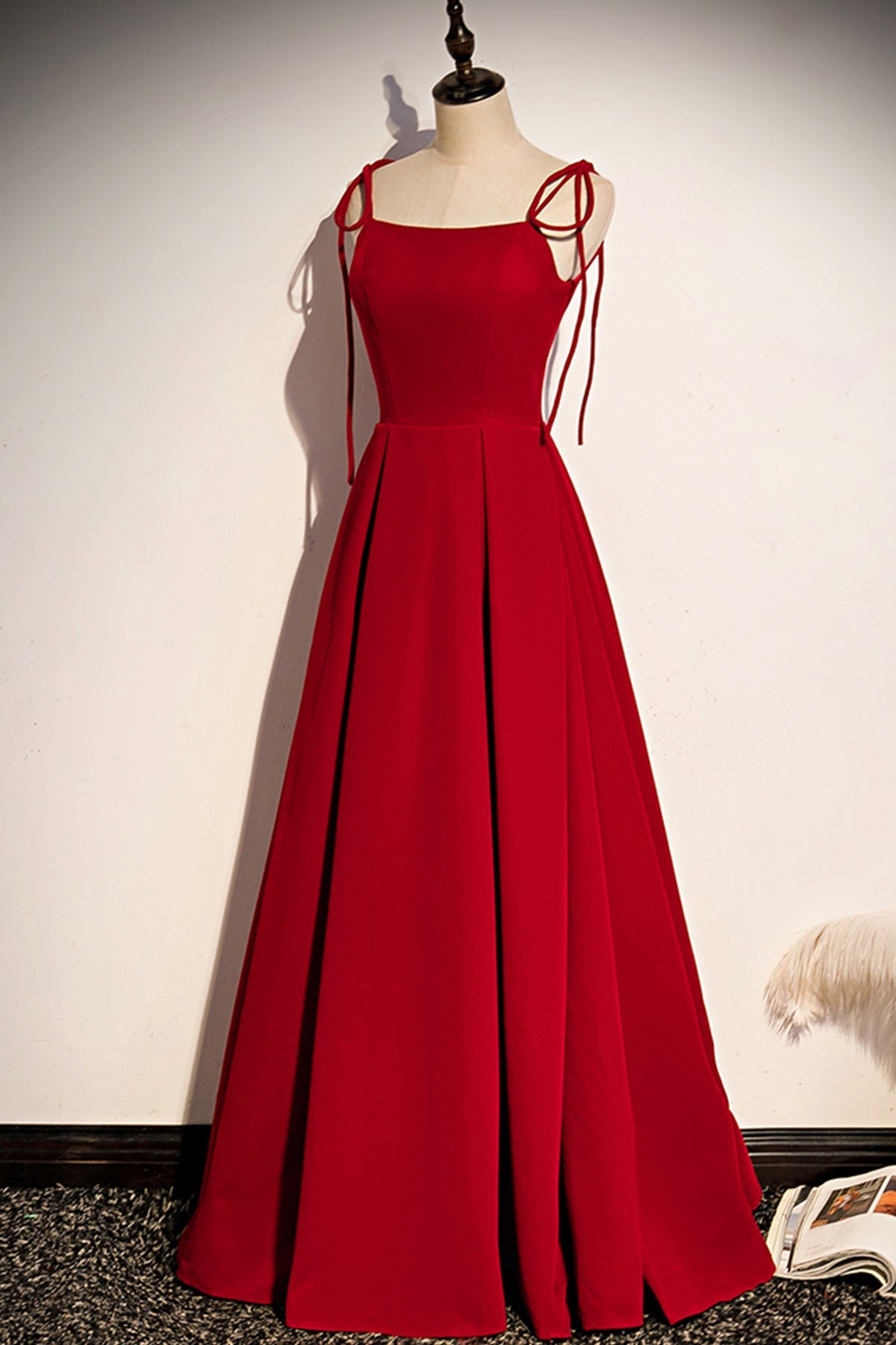 Schlichtes langes A-Linien-Ballkleid aus Samt, Abendkleid S70