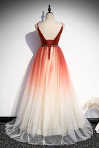 Vestido de noche de tul con escote en V y corte en A talla 74