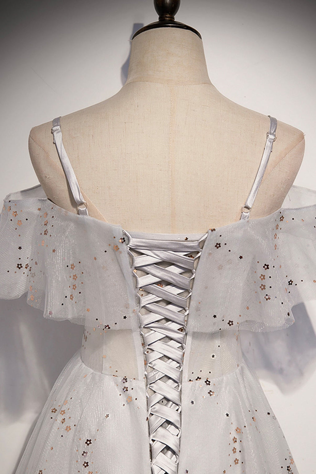 Stilvolles Tüll Pailletten langes A-Linie Ballkleid Abendkleid s71