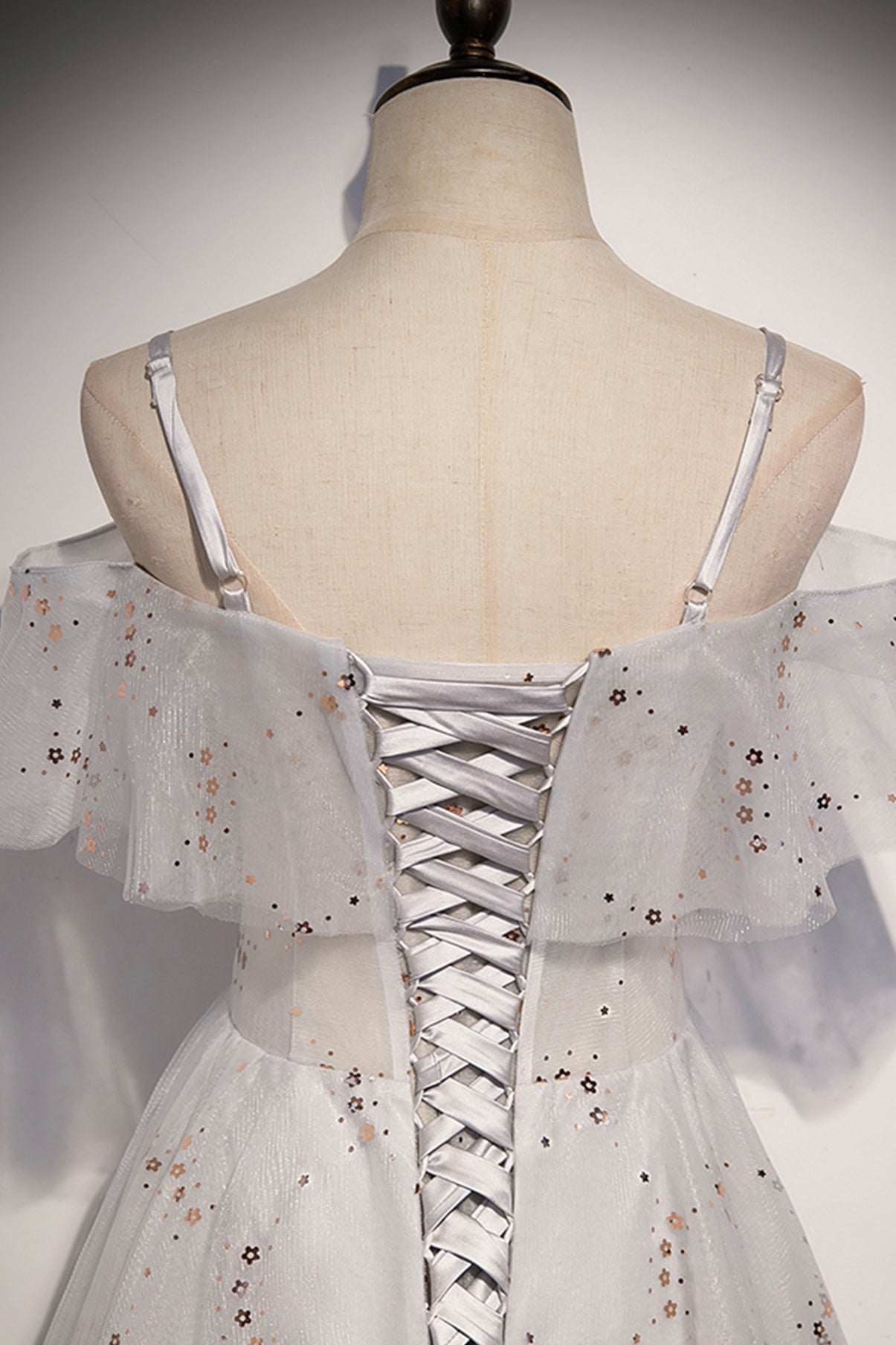 Stilvolles Tüll Pailletten langes A-Linie Ballkleid Abendkleid s71