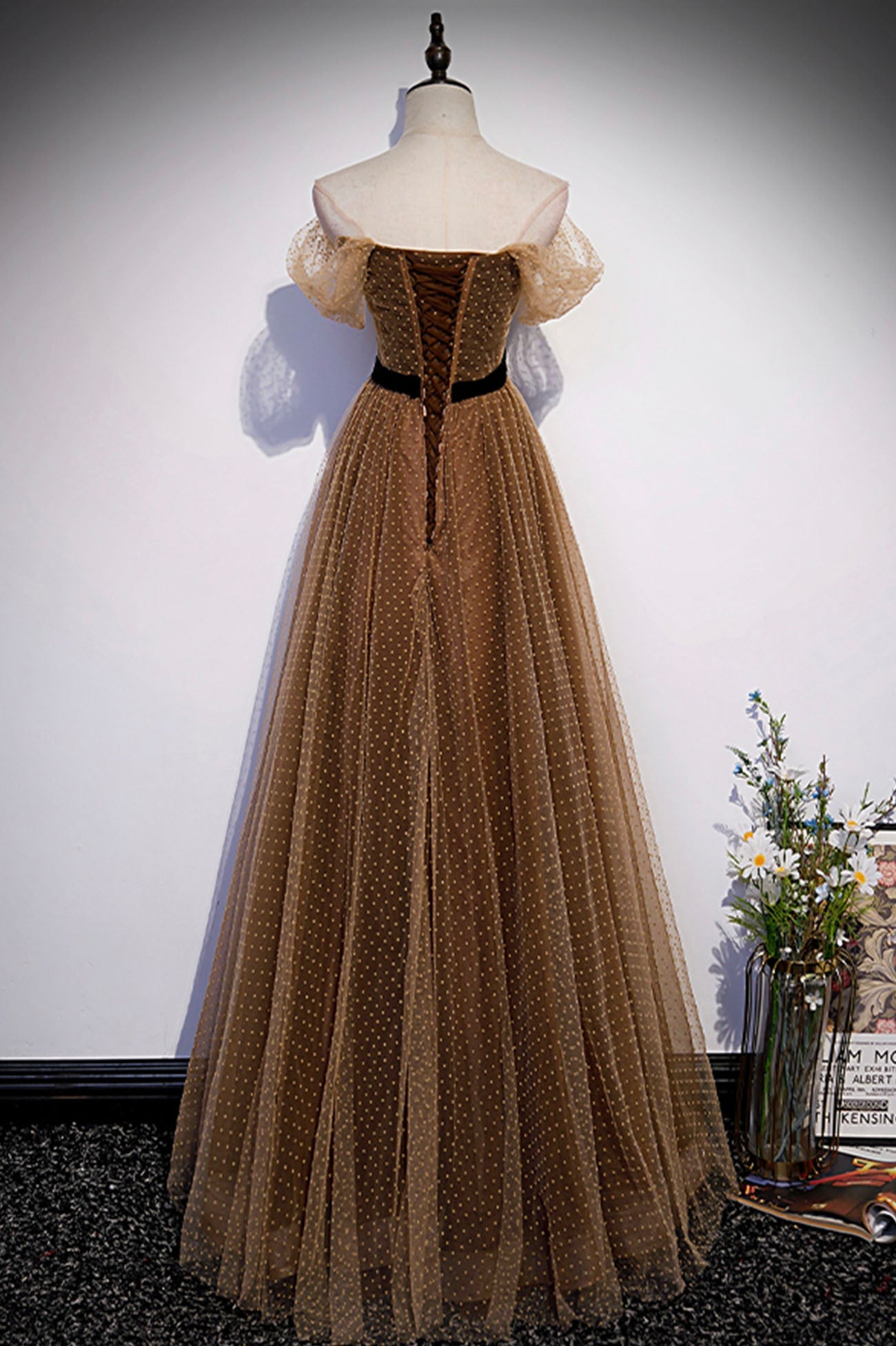 Lindo vestido de fiesta largo de tul, vestido de noche de corte A, talla 62