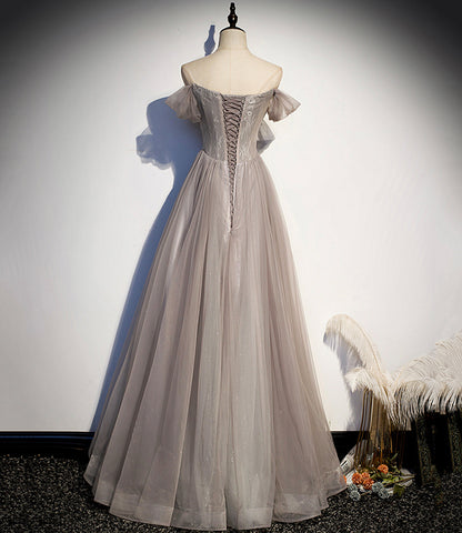 Elegantes langes Ballkleid aus Tüllspitze in A-Linie, Abendkleid s67