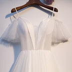 Kurzes Homecoming-Kleid aus weißem Tüll s97