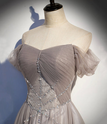 Elegantes langes Ballkleid aus Tüllspitze in A-Linie, Abendkleid s67